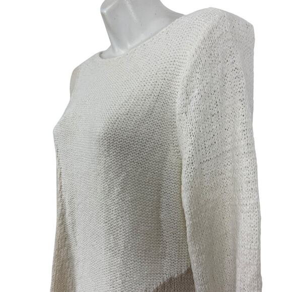 J Jill Pure Neutral White Beige Open Knit Long Sleeve Pullover Sweater sz P S - Picture 10 of 16